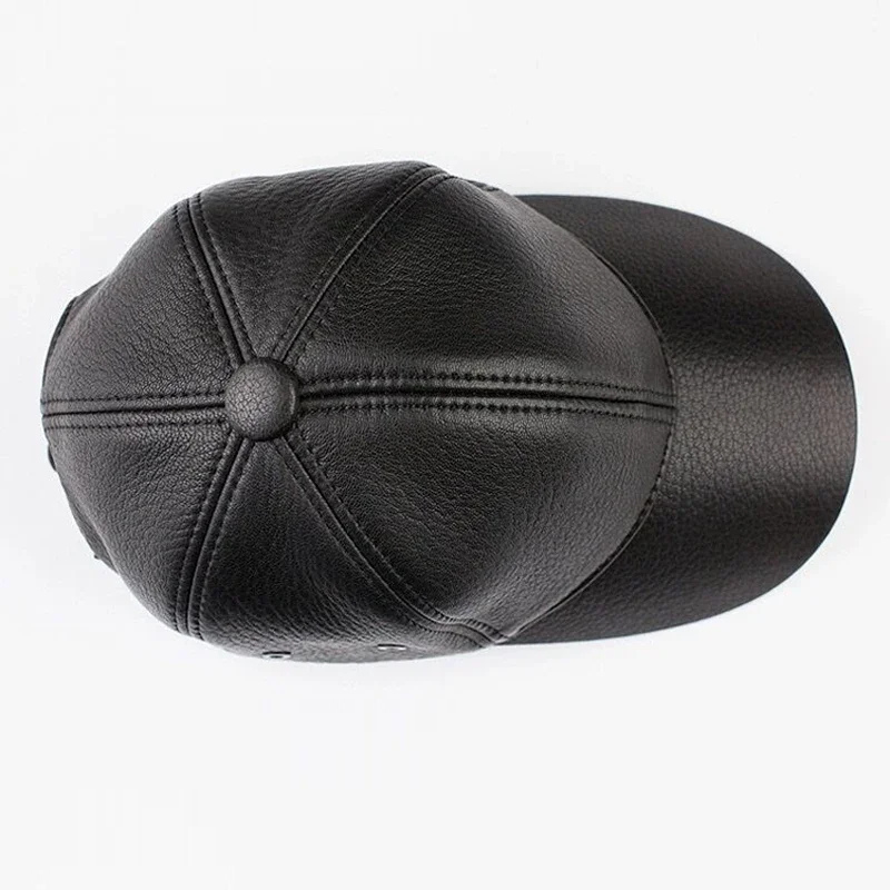 Men Golf Genuine Leather Baseball Hat Male Winter Wear Baseball Caps Adjustable