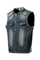 Denim Vest Men Moto Biker Jean Jacket Coat Casual Men’s Denim Waistcoat Ripped Streetwear