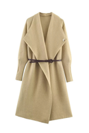 Women Autumn Winter Long Knit Cardigan Coat With Belt Elegant Warm Outerwear
