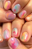 Short Square Head Nail Colorful Gradient with Design Simple Full Cover Nail