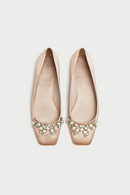 Pink Ballet Flats Shoes Diamond Silk Square Toe Ballet Single Shoes Women's Bridesmaid