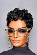 Short Curly Pixie Cut Finger Waves Wigs Human Hair Plucked And Tangle Free Full Machine Made For Women Black