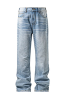 Men Classic Straight Light Blue Washed Denim Jeans Options Big Tall Multiple Fit Vintage Wash