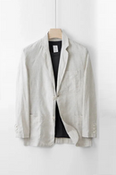 Men's Linen Casual Suit Top Lightweight Breathable Luxury Cotton Hemp Top Linen Fabric