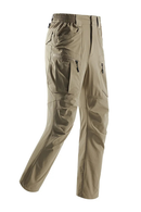 Beige outdoor pants with multiple pockets on a white background, Obroi
