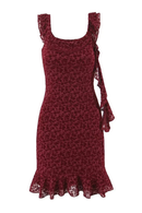 Women Red Floral Sleeveless Dress Female Elegant A-line Summer Mini Dresses Holiday