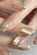 24 Pieces of Pink Gilded French Beautiful Three-dimensional Cat-eye Wearable Armor Popular Nail Art Patches