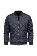 Autumn Winter Jacket Men Stand Collar Red Stripe Sleeve Zipper Casual Cotton Padded Coats