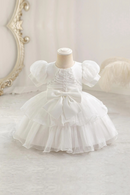 Baby Party Dress Pearl Lace Princess Dresses for Girls First Birthday Baptism Wedding Flower Applique Gown