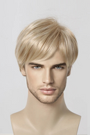 ELEMENT Short Synthetic Light Blonde Loose Straight Hair Wig with Bangs Cosplay Party Daily Use Wigs for Man Natural Fiber