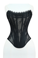 Women Luxury Mesh Corset Bustier Lace Up Boned Bodice Straoless Tube Tops For Wedding Party Costume