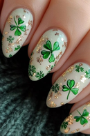 Medium nails for women girls for St. Patrick's Day Square almond shape press on false nail art