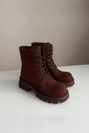 Ankle Boots Women Suede Lace up Platform Outdoor Short Booties Female