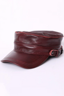 Brown leather cap with a strap on a white background, Obroi