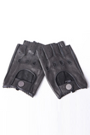 Pair of black leather gloves on a white background, Obroi