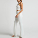 Green Flared Sequin Pants Women Autumn Wide Leg Loose Trousers Sequin Pants For Women Long