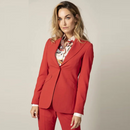 Elegant Red Women Suits Blazer Long Pants Peaked Lapel Loose Business Wedding Prom Dress