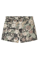 Floral High Waist Denim Shorts Straight Fit Retro Flower Design