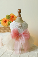 Female Tulle Dresses Ribbon Bow Dog Clothes For Small Medium Dogs Party Skirt Pet Apparels