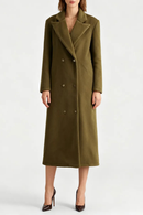 Spliced Double Breasted Basics Coats for Women Lapel Long Sleeves Versatile Long Coat Female Clothing