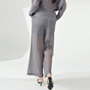 Pleated Stamp Translucent Straight Wide Leg Pants Women Summer Causal Pants
