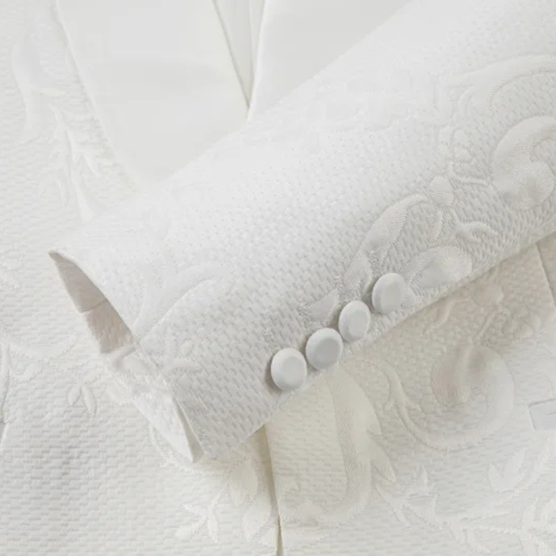 White Jacquard Dress Three-piece Groom Dress Big Size Explosion Four Seasons Men Suits 3 Piece