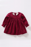 Vintage Red Velvet Dress for Girls Kids Christmas & New Year's Party Dresses Children Autumn Winter Outdoor Clothes