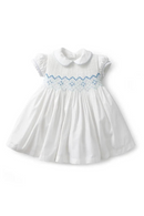 Embroidered White Dress for Baby Floral Hand Made Smocking Dresses Vintage Spanish Girls Toddler Frock