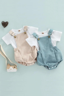 Summer Toddler Baby Boys Girls Clothes Sets Solid Ribbed Knitted Rompers Outfits