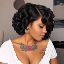 Women's Burgundy Curly Bob Wig Short Hair Wig Elegant Natural-Looking Hairstyle