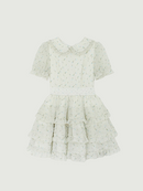 Women's Floral Mini Dress Party Club Elegant Vintage Kawaii Peter Pan Collar Short Sleeve A-line Dresses Summer