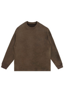 Men Retro Suede T Shirt Hip Hop Solid Long Sleeve Loose Tshirt Streetwear American Style Plain Shirts Top