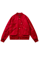 Vintage Baseball Bomber Jacket Men Streetwear Casual Solid Cargo Military Flight Coats Tactical Outwear