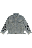 Vintage Denim Jacket Streetwear Retro Embroidered Stars Denim Coats Women Casual Loose Jackets