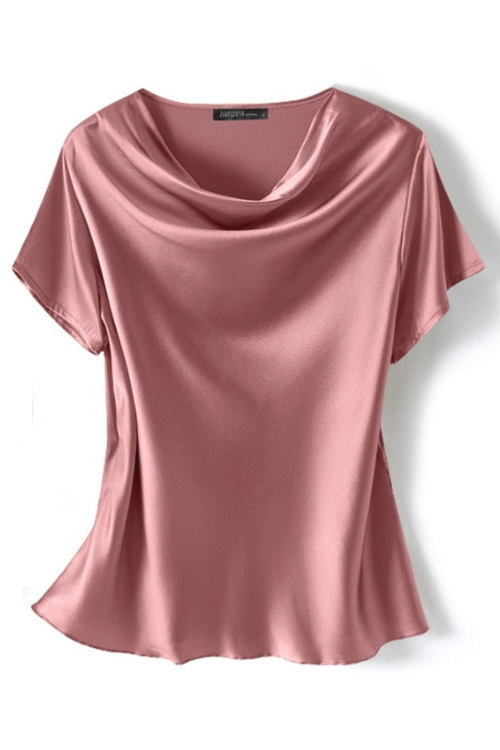 Elegant Satin Tops Women Summer Blouses Casual Short Sleeve Female O Neck Home Wear Tunic Oversized