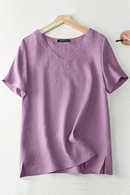 Women Blouse Summer V Neck Short Sleeve Tops Solid Casual Tunic Work Shirt Elegant Party Chemise Oversized