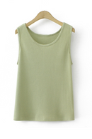 Women Spring Summer Waffle O-Neck Sleeveless Bottoming Vest Oversize Curve Clothes