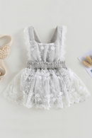 Baby Girls Floral Lace Romper Dress Summer Casual Flying Sleeves Strap Jumpsuit for Toddler Newborn Girl Clothing