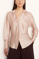Elegant Ladies Solid Color Silk Satin Shirt Spring New Women Lantern Sleeves Single-Breasted Turn-Down Collar Blouse