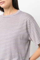 Women Stripes Breathable Tshirt Summer O-Neck Loose Casual Short Sleeve Tee for Female