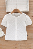 Summer Girls White Shirt Embroidered Hollow Short-sleeved Girl Blouse Baby Clothes For Girls
