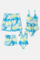 Family Matching Tie Dye Cut Out One-piece Swimsuit and Swim Trunks