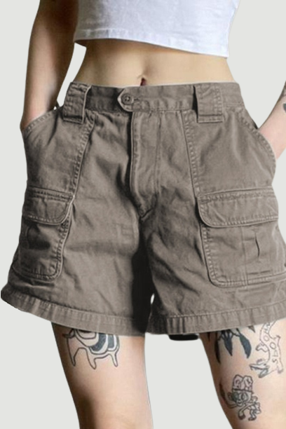 Goth Dark Vintage Grunge Streetwear Cargo Shorts Denim Gothic Retro Casual Bermuda Jeans High Raise Wide Leg Pockets Bottoms