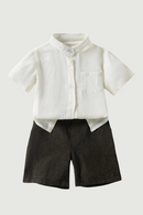 Spanish Gentleman Baby Clothes Summer Set for Boy Cotton Shirt Stand-up Collar Plaid Shorts Newborn Birthday Party Clothing