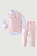 Boys Sets Clothing Shirt Vest Pant Formal Outfit Baby Suits Toddlers Party Bow Tie Children Birthday Elegant Brothers Clothes