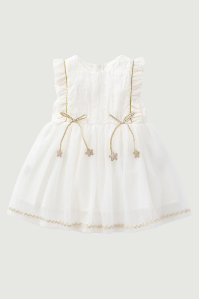 Baby Girl White Dress Babies Flying Sleeve Vest Dresses Toddler Summer Casual Clothes Ruffle 1-3 Years Frocks
