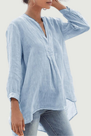 Linen Women Shirt Casual Flax Three-quarter Sleeve Loose Lady Blouses Top Female Clothing