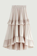 Autumn Pleated Skirt High Waist Irregular Hem Flouncing Women Long Skirts Saia Women White Skirts