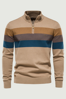 Men Stripe Sweaters Stand Collar Pullover Mens Sweater Knit Jumpers Autumn Warm Long Sleeve Tops Clothing