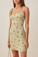 Women Dresses Summer Plaid And Floral Vacation Casual Beach Dress Sleeveless Sexy Tie Strap Mini Dress Woman Sundress